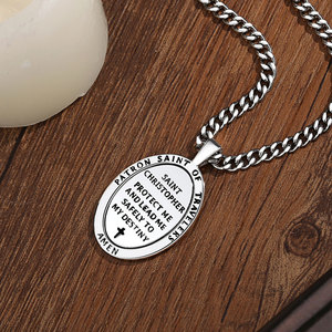 Collier Saint-Christophe Changda en cuivre et laiton, pendentif protecteur, amulette, collier de protection, médaille catholique, bijoux pour hommes - Product Image 5