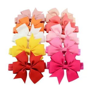 Fashion Baby Big Bows Headbands Kids Children Grosgrain Ribbon Forked Tail Bow Hairbands Elastic Hair Accessory