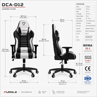 Chaise de jeu avec base résistante à une charge statique de 1136 kg, charge maximale de 150 kg, chaise de course en cuir PU pour l'e-sport et les jeux