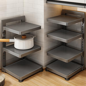 Organizador de Cocina Plegable de Múltiples Niveles Chef Jun, Color Gris Metálico, para Debajo del Fregadero, Encimera o Piso - Product Image 3