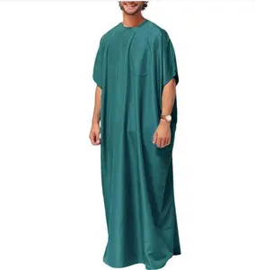 Turkey Muslim Robe Arab Men Ramadan Costumes Solid color Saudi Arabia Eid Abaya Male National Islamic Clothing