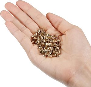 Juego de remaches de espiga piramidales de 1 mm, remaches rápidos, púas cuadradas, remaches punk para decoración de cuero, ropa, cinturones, bolsos, zapatos, color oro claro. - Product Image 4