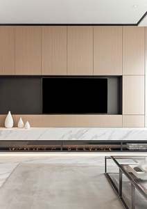 Modern Full <b>Wall</b> <b>TV</b> <b>Cabinet</b> for Living Room Wooden Furniture with Storage Feature Panel Wood Style - Product Image 5