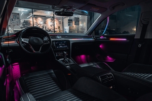 Luce ambientale dinamica in legno di carbonio per Volkswagen VW artion 2019-2020 <span class=keywords><strong>Passat</strong></span> B8 accessori per illuminazione interna a LED - Product Image 4