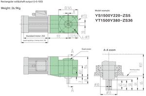 Reductor cónico ortogonal de 90 grados, eje sólido/hueco, caja de cambios de reducción de ángulo recto de tamaño mediano con motor de 1500W - Product Image 6