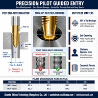 Tap Mesin Baja Tahan Karat dan Besi Cor GB DIN371 M2 M20 HSS-E M35 Cobalt TiN Coated Long Series Pilot Spiral Point Through Hole