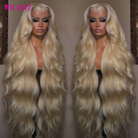 Perruque frontale en cheveux vierges blonds 613 ondulés, avec dentelle HD transparente, perruques complètes en cheveux humains pour femmes noires, vente en gros