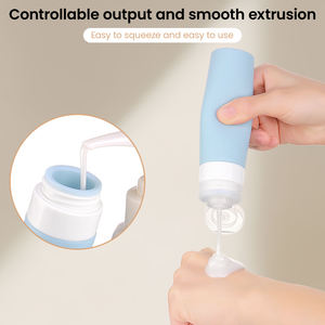 Bouteilles cosmétiques miniatures réutilisables en silicone transparentes de 2 oz (30 ml) sans plastique pour le voyage, contenants de shampoing pour emballage de lotion - Product Image 5