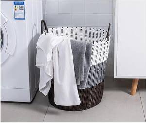 "Cotton Cotton Wicker" مستلزمات منزلية صندوق غسيل يدوية من الراتان البلاستيكي - Product Image 6