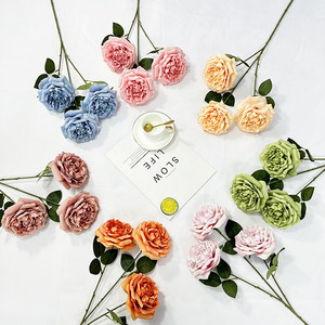 ดอกไม้ประดิษฐ์ Meiyu Craft รุ่น Austin Rose ดอกกุหลาบจำลอง 3 หัว ทำจากผ้าไหม สำหรับตกแต่งงานแต่งงาน ช่อดอกไม้ ตกแต่งบ้าน - Product Image 2