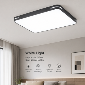 Lámpara de techo Led cuadrada moderna, superficie de hierro acrílico, luz blanca delgada para el hogar, sala de estar, dormitorio, pasillo, 60 80W - Product Image 3
