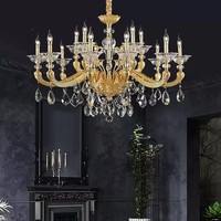 Lustre en cristal doré VH Classic Interior Villa, luxe, LED, cuivre, décoratif pour hôtel, hall d'entrée