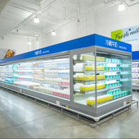 Réfrigérateur de présentation pour supermarché de 1,9 mètre, pour fruits, légumes et boissons, avec refroidisseur d'air, étagères réglables et dégivrage automatique