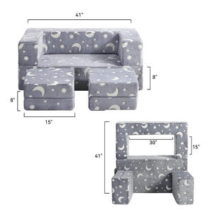 डार्क मॉडुलर बच्चों में कस्टम चमक सोफे का पता लगाते हैं, 1 गुना में 3 गुना आउट टॉडलर वॉशर और टिकाऊ कवर के साथ - Product Image 2