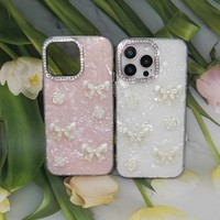 Coque de téléphone 3D Nœud Rose avec cadre d'appareil photo en strass scintillant, antichoc pour iPhone X 11 17 18 Pro Max, Samsung Redmi OPPO