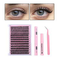 Kit d'extension de cils DIY en gros, bouquets de cils synthétiques faits à la main en faux vison, 8-16mm, cils en éventail, cils individuels