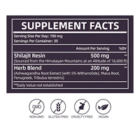 Résine de Shilajit Pur de l'Himalaya en Gros, Marque Privée Personnalisée, 30g 50g, Suppléments en Vrac, 75% Acide Fulvique avec Cuillère