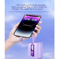 Batterie externe OEM 10000 mAh avec affichage numérique, câbles intégrés, cellules 21700 - Charge rapide 22,5 W/20 W, chargeur de téléphone portable portable