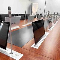 Écran d'affichage tactile rétractable ultra-fin HUAIN pour ordinateur de bureau avec microphone pour salle de conférence