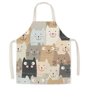 Tablier de Chef Réutilisable en Polyester de Haute Qualité, Style Lin, Motif Dessin Animé, Résistant à l'Huile, Col Ajustable pour Adultes et Enfants - Product Image 3