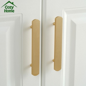 Gagang Kabinet Panjang Perunggu Antik Gagang Kabinet Kuningan Disikat Gagang Pintu Modern Kuningan Padat untuk Lemari Kabinet Laci - Product Image 1