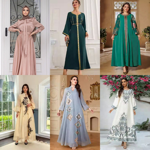 Robe longue pour femmes musulmanes à imprimé tendance, col en V et manches longues, vêtements traditionnels arabes malaisiens, vêtements pour femmes - Product Image 6