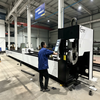Découpeuse laser à fibre CNC pour tubes métalliques de 8 mm à 350 mm, machine de découpe laser pour tubes carrés et circulaires en acier, fer et aluminium