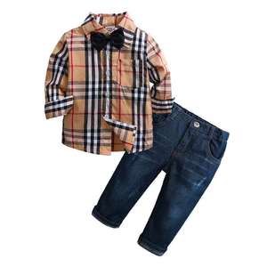 Ensemble de costume pour bébé garçon, chemises rayées pour filles, pantalon en jean, vêtements d'automne, 2 pièces, ensembles pour enfants, jeans troués, vêtements pour garçons - Product Image 5