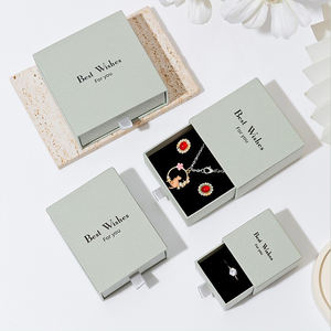 Çevre dostu karton kağıt sürgülü çekmece mücevher kutusu yüzük küpe bilezik kutusu kolye için ambalaj kutusu-takı - Product Image 3