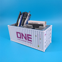 Porte-stylo en forme de conteneur frigorifique maritime ONE Ocean Network Express Shipping de 20 cm, boîte de rangement, cadeau promotionnel, logo personnalisé, ODM, OEM