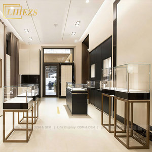 Vitrines murales noires pour bijoux, présentoirs de vente au détail, design de comptoir moderne, <span class=keywords><strong>service</strong></span> de rénovation de magasin sur mesure - Product Image 3
