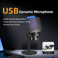 Microphone USB RGB pour Enregistrement en Studio, Micro Condensateur pour Gaming avec Suspension Antichoc, Plug & Play pour PC, Android et Diffusion en Direct