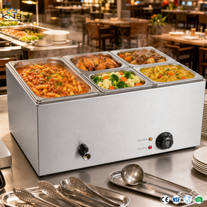 Calentador de Sopa Eléctrico de Acero Inoxidable, Baño María, Calentador de Alimentos Comercial Multi-Sartén con Recipiente GN para Restaurante, Buffet, Cantina - Product Image 2