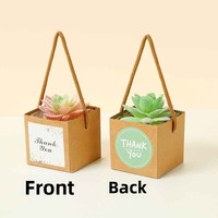 Mini boîte à plantes en pot en papier kraft recyclable et personnalisable, boîte carrée étanche à fleurs à la main, emballage pliable, vente en gros