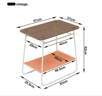 Table basse moderne convertible en verre, table d'appoint portable pour salon et table de chevet avec étagère, structure métallique, hauteur réglable