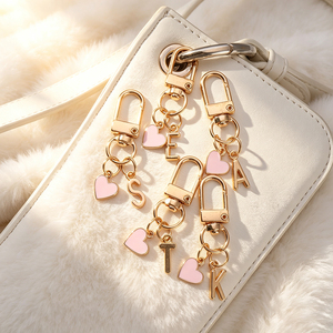 Custom Initial Letter Keychain Zinc Alloy Enamel Charms Metal Swivel Clasp <b>Key</b> Holder Handbag Decorative Accessories - Product Image 6