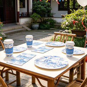 Vaisselle jetable personnalisée avec motif île côtière, serviettes et assiettes en papier portables pour <span class=keywords><strong>camping</strong></span>, fêtes et vacances - Product Image 2