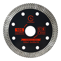 Nouvelle lame de scie turbo en diamant noir de 105 mm (4 pouces) pour découpe à chaud, ultra-mince, pour porcelaine et céramique