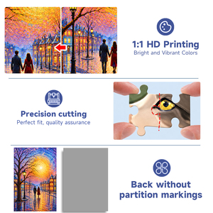 Puzzle personnalisé Mosaïque Romantique Street Dusk 1000 pièces 700x500mm Planche grise Impression HD Découpe de précision Finition mate Boîte cadeau OEM - Product Image 3