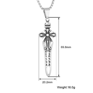 Deslustre hombres libres joyería Acero inoxidable patrón Vintage diseño Cruz espada colgante - Product Image 2