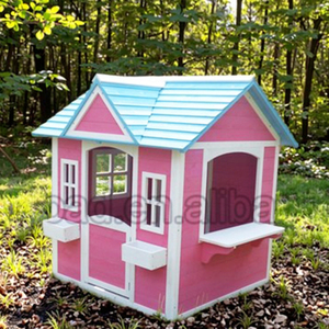 بيت لعب خارجي عالي الجودة للأطفال مصنوع من الخشب الصلب الوردي الصديق للبيئة مع نوافذ متعددة - Product Image 5