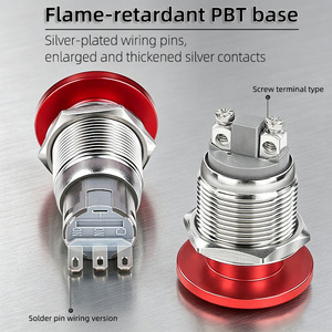 Bouton-poussoir en métal à tête de champignon 16/19/22mm, momentané/réinitialisation/verrouillage, borne à broches, bouton de démarrage - Product Image 3