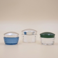 Pots cosmétiques en plastique PS transparent à double paroi de 30g et 50g avec couvercles, pour crème visage et contour des yeux, impression sérigraphique, logo personnalisé