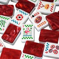Juego de Mahjong Coleccionable Europeo Antiguo con Diseño Tropical de Flamencos y Arte Botánico, Fichas de Mahjong Americanas con Borde Decorativo