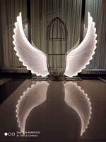 Décoration murale en métal avec des ailes d'ange, fond de scène, lampe de sol à fleurs LED pour mariage