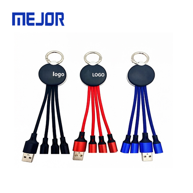 Hot Selling Type-C Fast Charging Data Cord Custom LED Logo Gift USB-C Smartphone 3-in-1 USB Cable