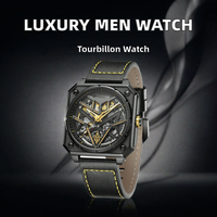 Montre mécanique automatique de luxe pour homme, personnalisable avec logo OEM, boîtier en silicone ajouré, résistance à l'eau 5 ATM