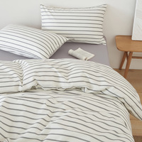 Parure de lit en coton peigné 40S, style européen, certifiée Oeko-Tex, imprimé rayé minimaliste, décoration de chambre, Cal King 183x213cm, plusieurs tailles disponibles