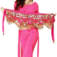 Foulard de danse orientale pour femme avec pièces d'or, jupe enveloppante et franges sonores