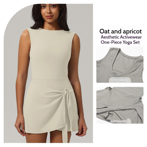 Ensemble 2 pièces pour femme : Jupe de sport taille haute amincissante à bretelles croisées, respirante et à séchage rapide, pour yoga, fitness, tennis, course à pied et gym, avec détails sur le devant - Product Image 4